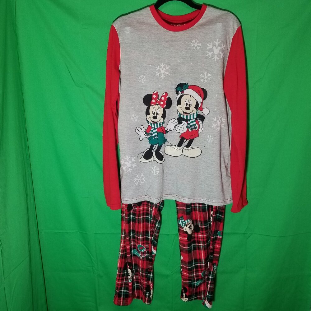 Disney Pajama Set Winter Holiday Long Sleeve & Fleece Pants Mens Small Mickey